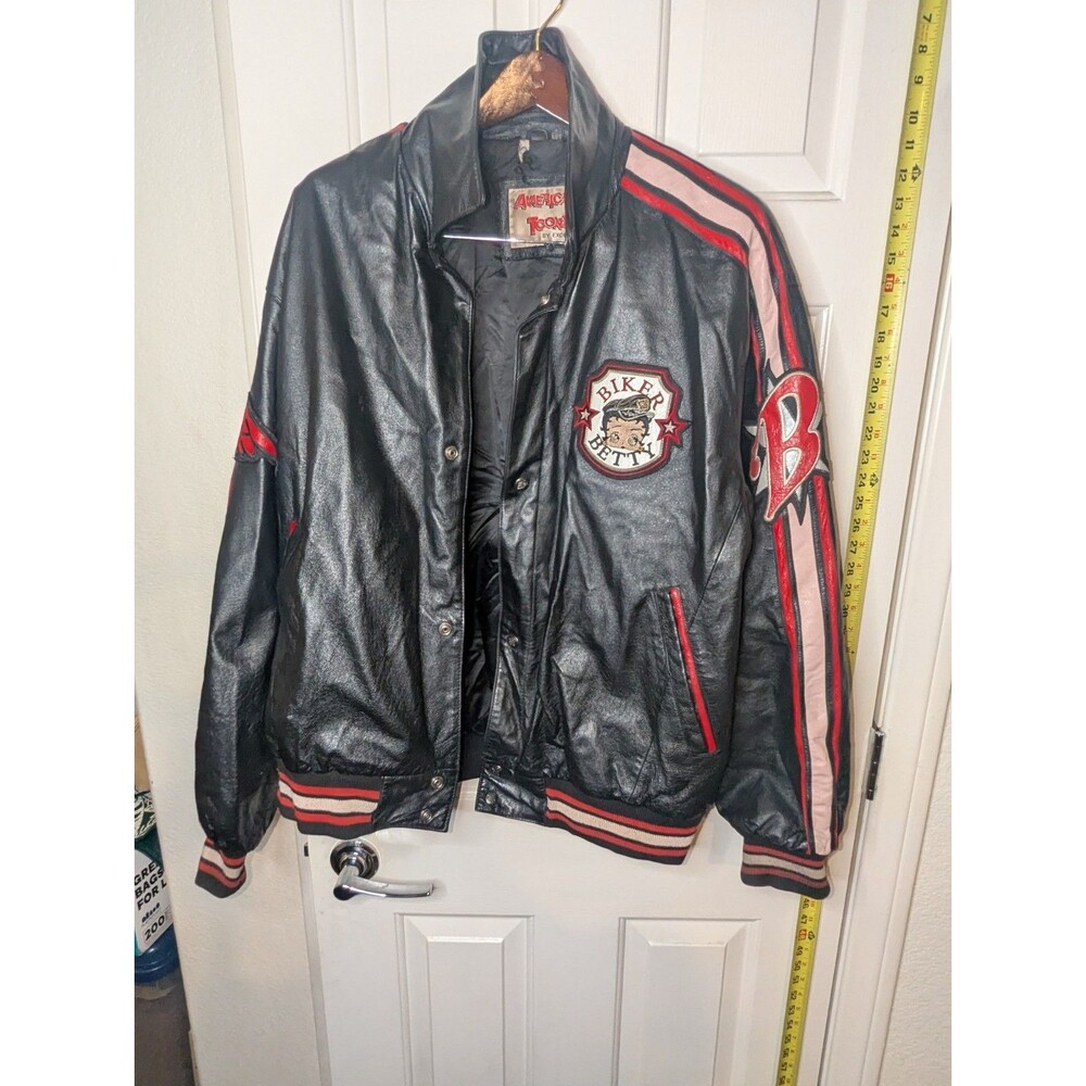 Vintage Betty Boop Motorcycle Club Leather American Toons Bomber Jacket Size XL